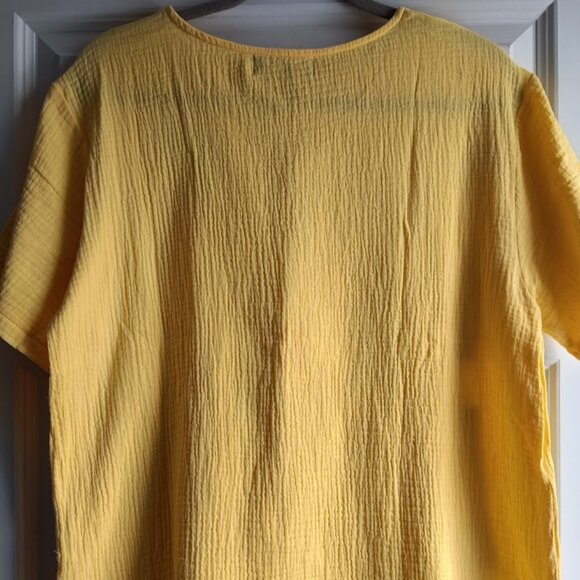 🤑$5 SALE🤑S oversized 🌞Yellow Butterfly Print Cotton Top Blouse - Picture 6 of 7